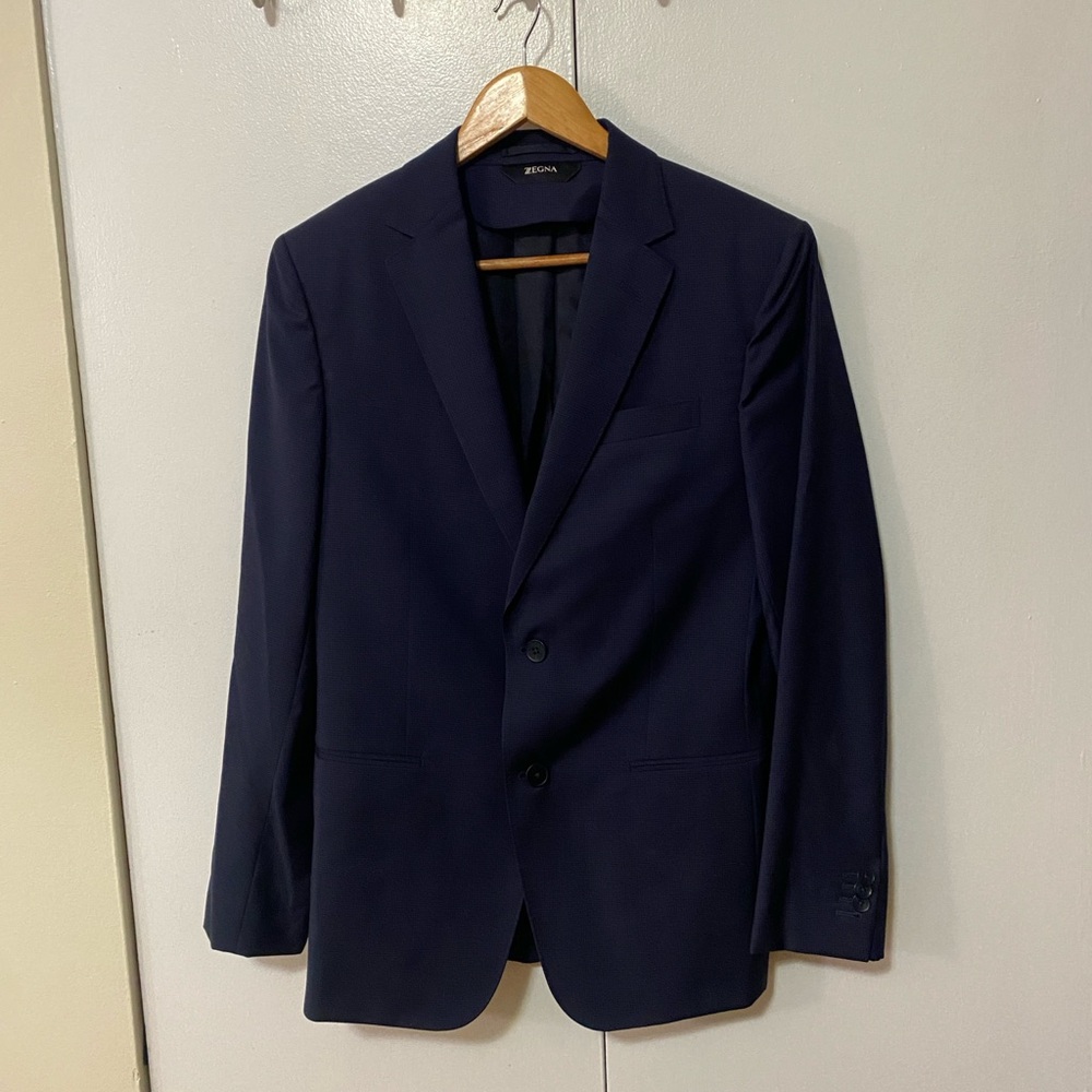 Zegna Classic 100% Wool Navy Blazer